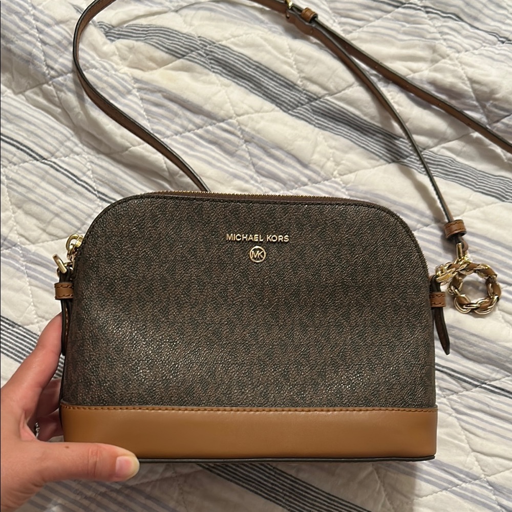 Michael Kors Tan and Brown Crossbody Bag